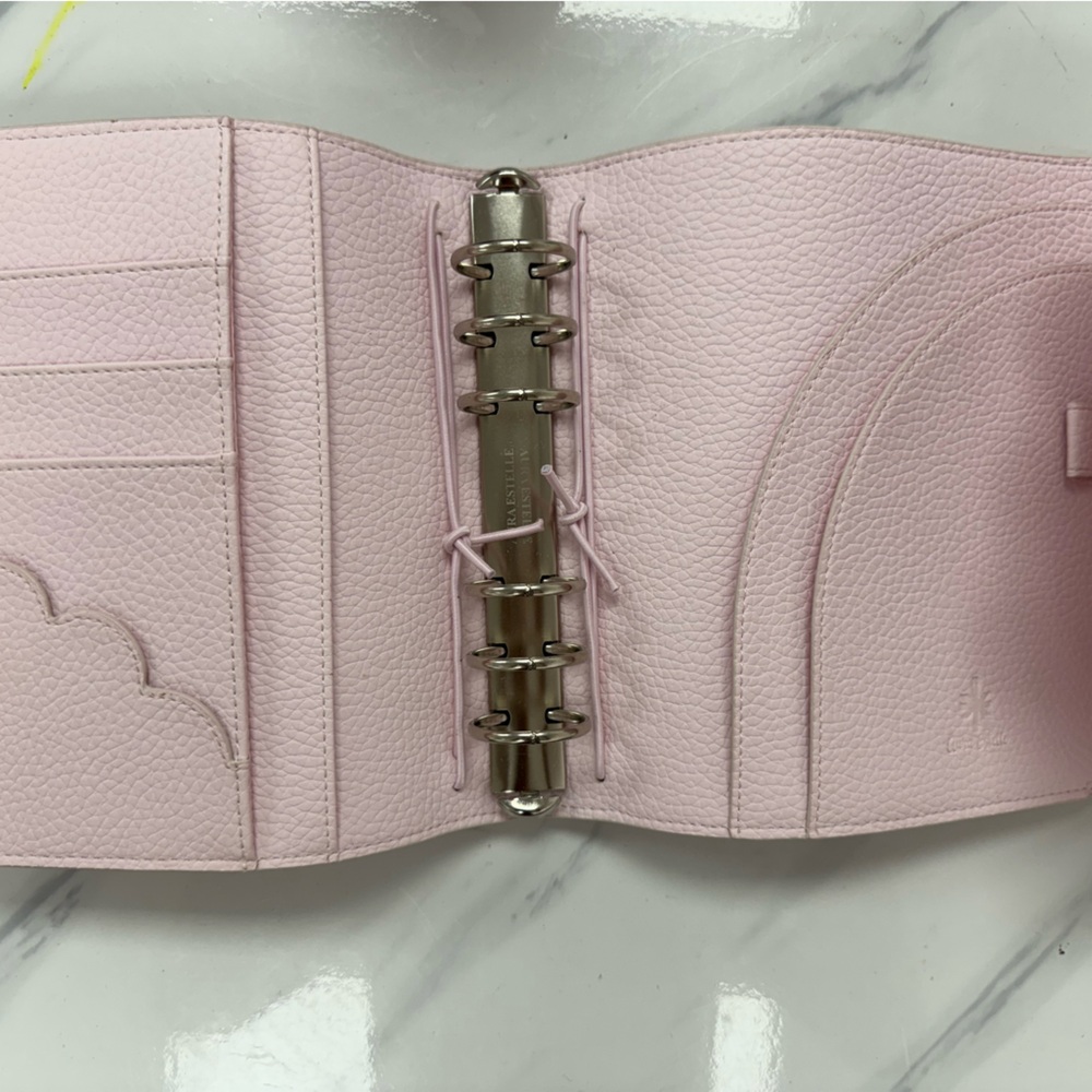 Pink Scalloped Leather A6 Rings Planner Aura Estelle - Picture 3 of 3